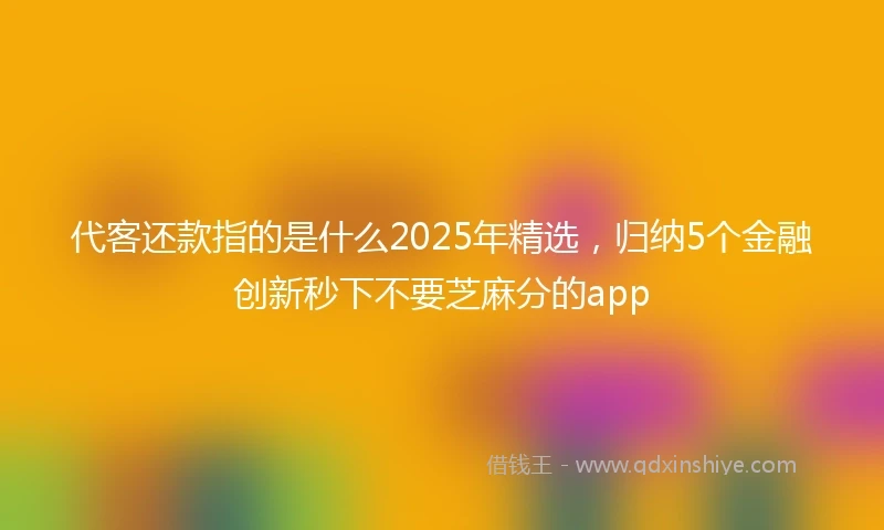 代客还款指的是什么2025年精选，归纳5个金融创新秒下不要芝麻分的app