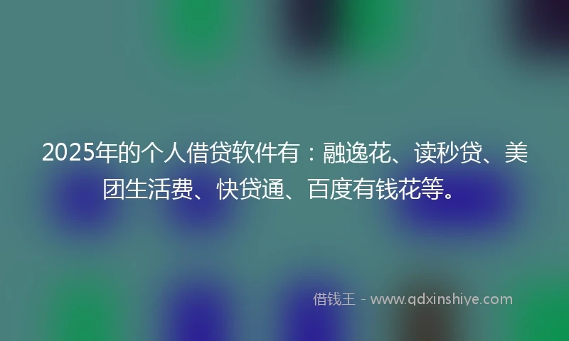 2025年的个人借贷软件有：融逸花、读秒贷、美团生活费、快贷通、百度有钱花等。