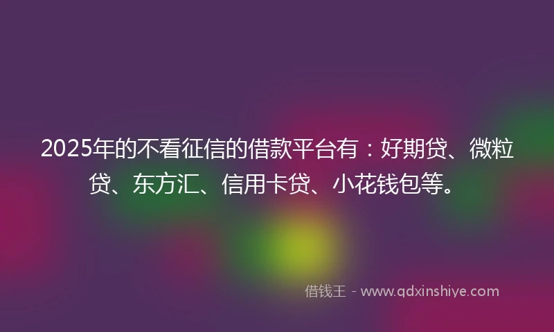 2025年的不看征信的借款平台有：好期贷、微粒贷、东方汇、信用卡贷、小花钱包等。