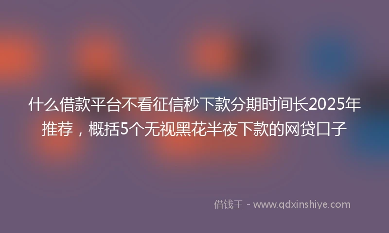 什么借款平台不看征信秒下款分期时间长2025年推荐，概括5个无视黑花半夜下款的网贷口子