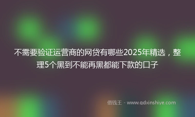 不需要验证运营商的网贷有哪些2025年精选，整理5个黑到不能再黑都能下款的口子