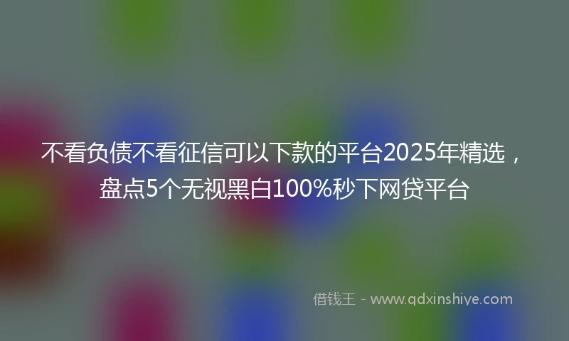 不看负债不看征信可以下款的平台2025年精选，盘点5个无视黑白100%秒下网贷平台