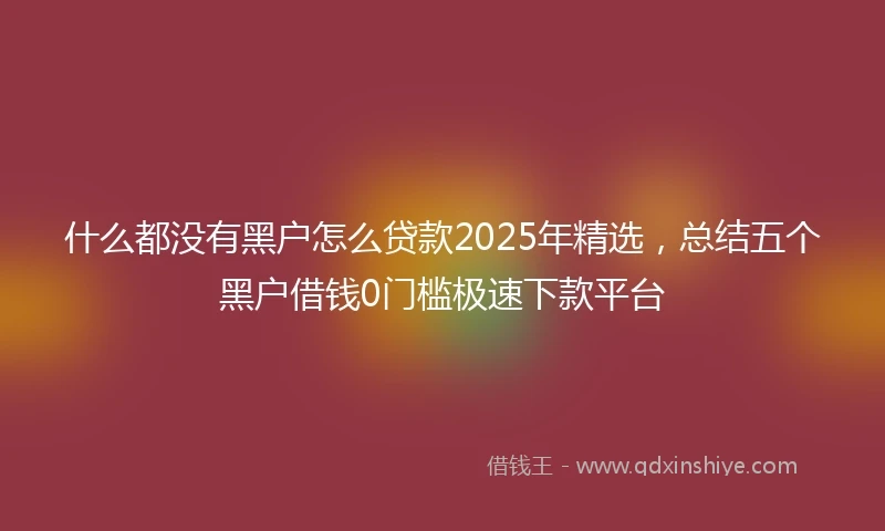 什么都没有黑户怎么贷款2025年精选，总结五个黑户借钱0门槛极速下款平台