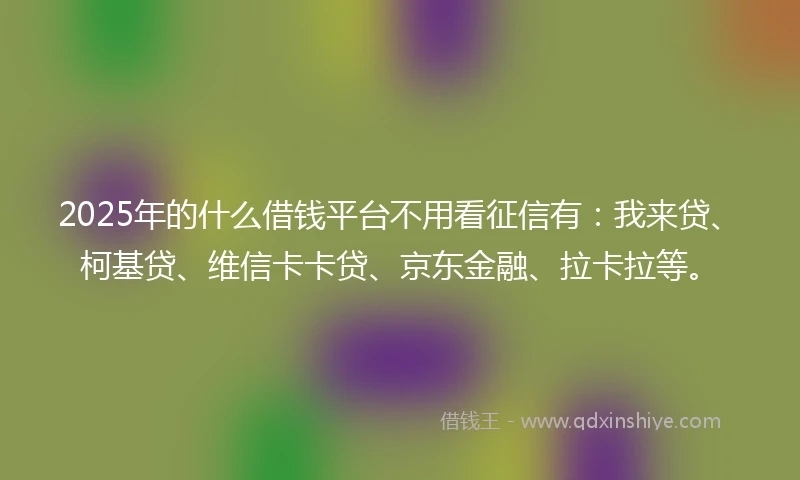 2025年的什么借钱平台不用看征信有：我来贷、柯基贷、维信卡卡贷、京东金融、拉卡拉等。