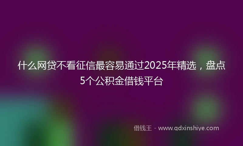 什么网贷不看征信最容易通过2025年精选，盘点5个公积金借钱平台