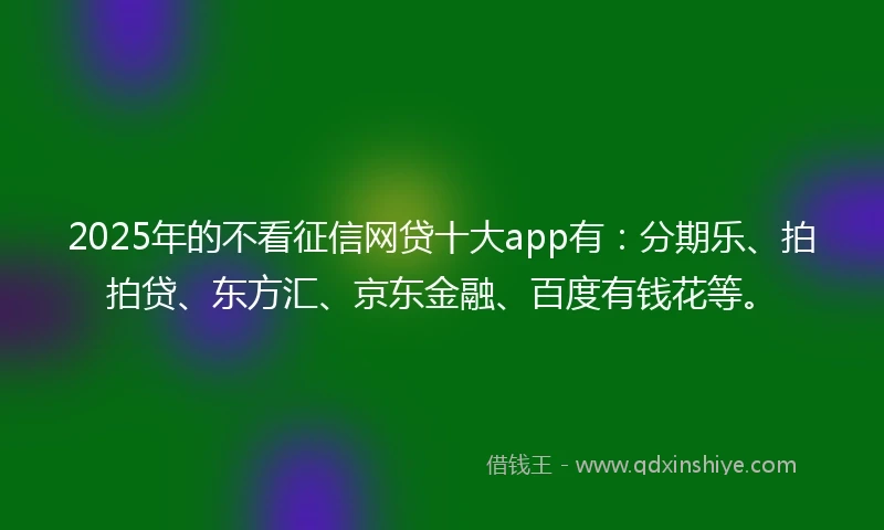 2025年的不看征信网贷十大app有：分期乐、拍拍贷、东方汇、京东金融、百度有钱花等。