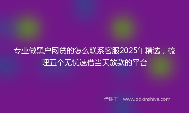 专业做黑户网贷的怎么联系客服2025年精选，梳理五个无忧速借当天放款的平台