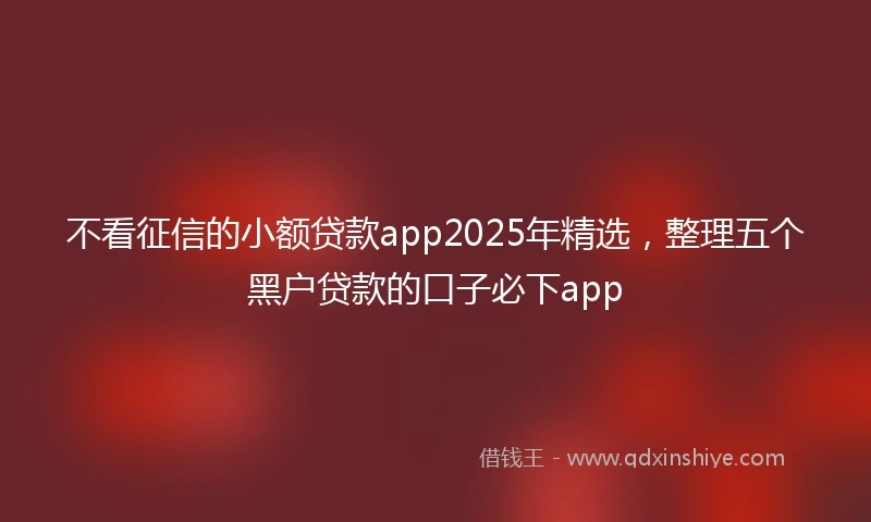 不看征信的小额贷款app2025年精选，整理五个黑户贷款的口子必下app
