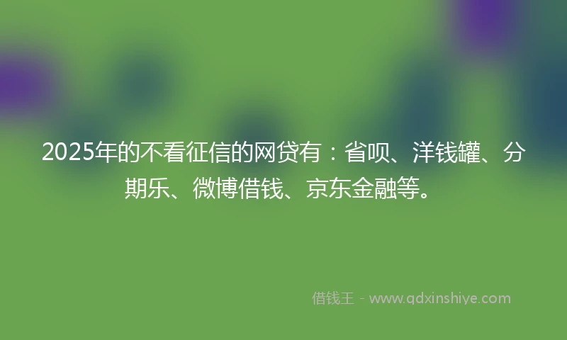 2025年的不看征信的网贷有：省呗、洋钱罐、分期乐、微博借钱、京东金融等。