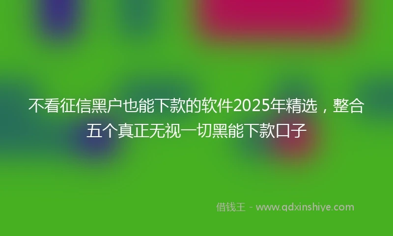 不看征信黑户也能下款的软件2025年精选，整合五个真正无视一切黑能下款口子
