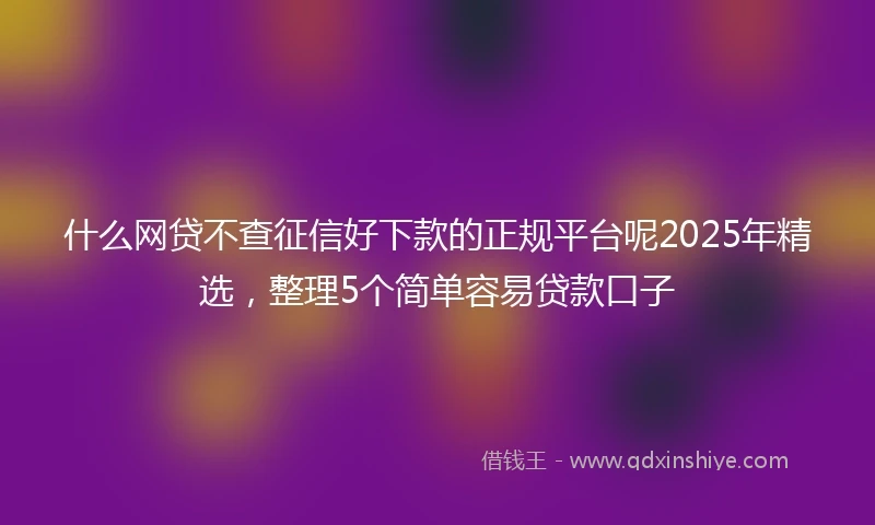 什么网贷不查征信好下款的正规平台呢2025年精选，整理5个简单容易贷款口子
