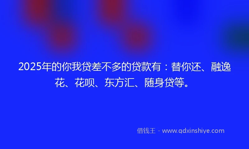 2025年的你我贷差不多的贷款有：替你还、融逸花、花呗、东方汇、随身贷等。