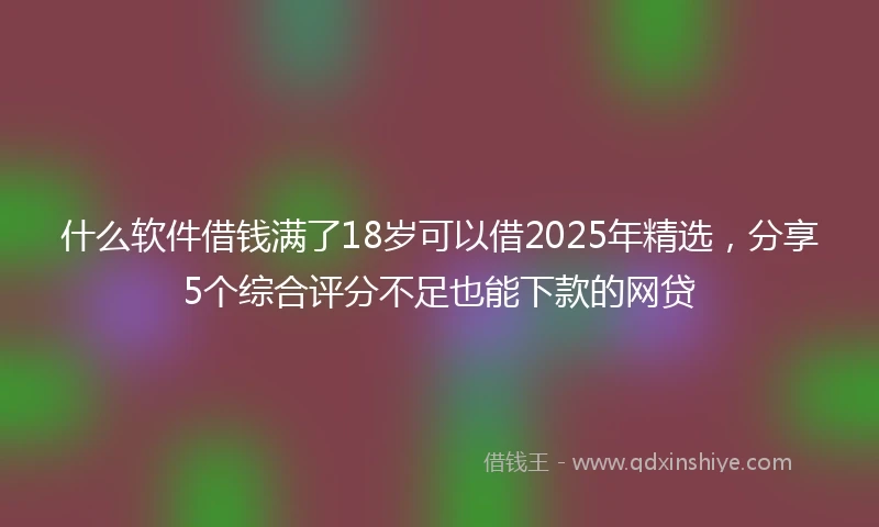 什么软件借钱满了18岁可以借2025年精选，分享5个综合评分不足也能下款的网贷