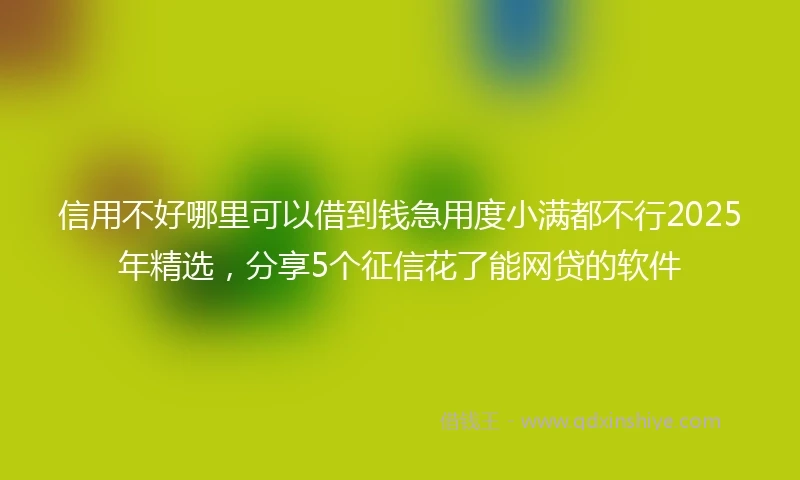 信用不好哪里可以借到钱急用度小满都不行2025年精选，分享5个征信花了能网贷的软件