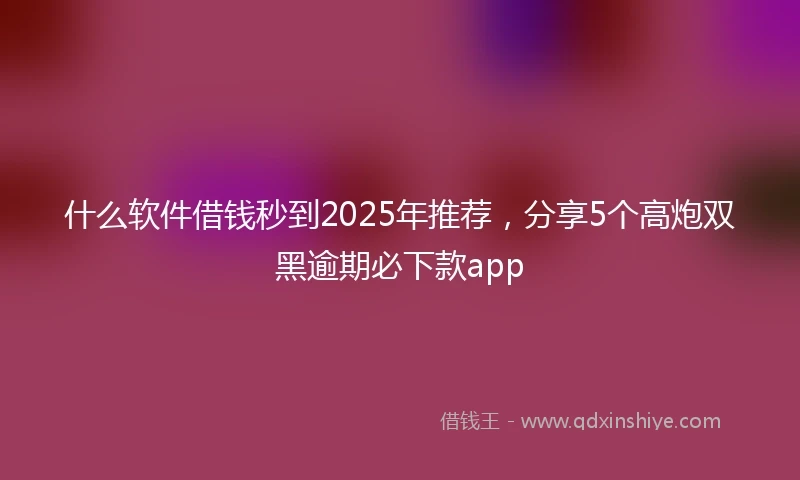 什么软件借钱秒到2025年推荐，分享5个高炮双黑逾期必下款app