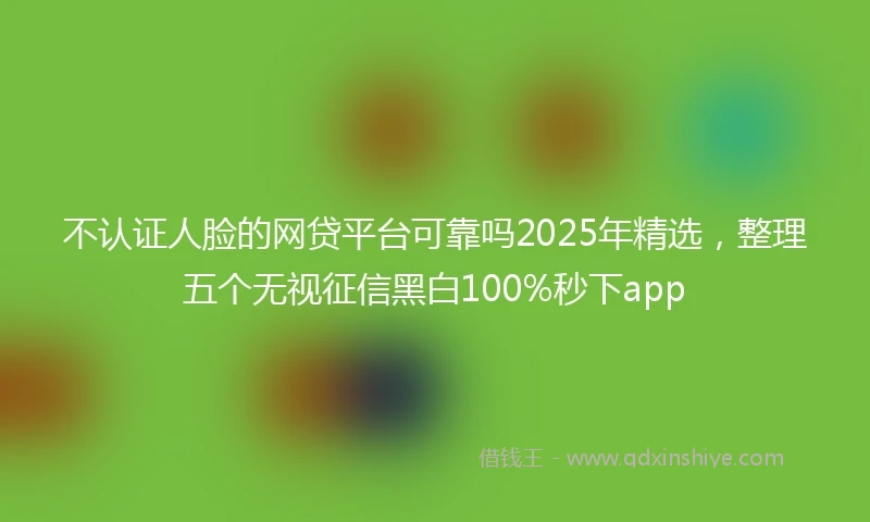 不认证人脸的网贷平台可靠吗2025年精选，整理五个无视征信黑白100%秒下app
