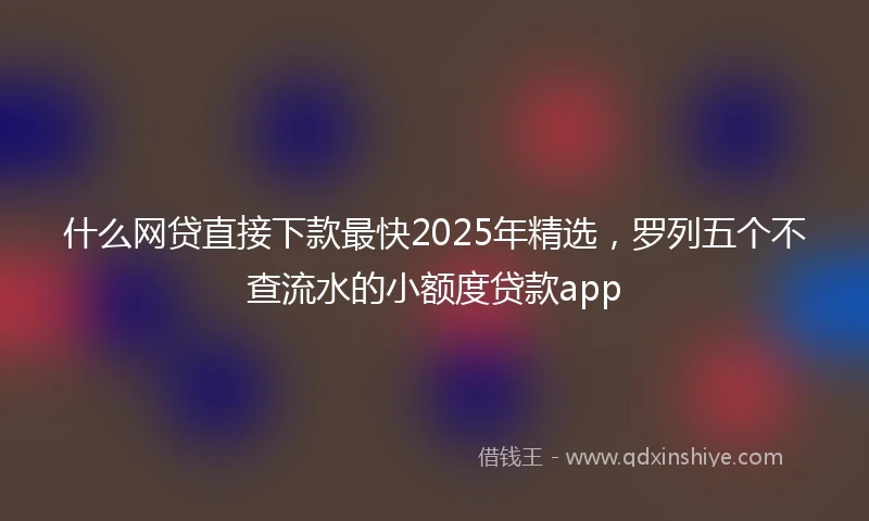 什么网贷直接下款最快2025年精选，罗列五个不查流水的小额度贷款app
