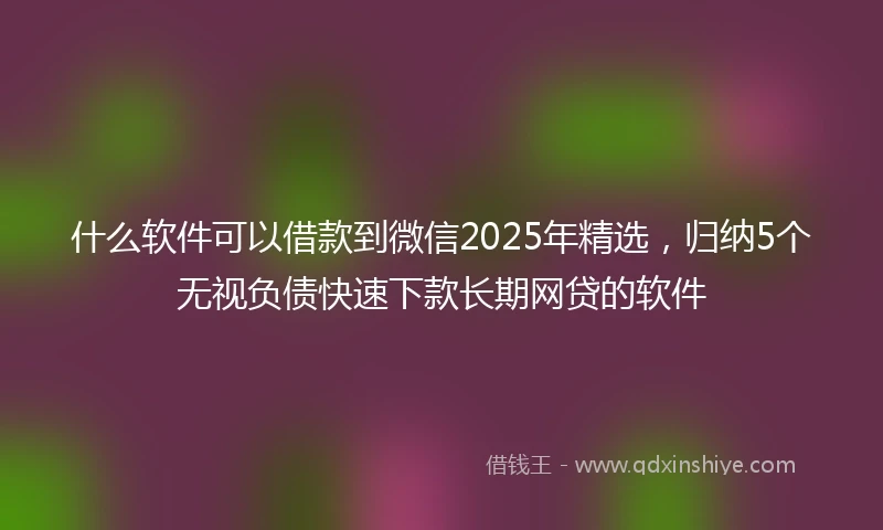什么软件可以借款到微信2025年精选，归纳5个无视负债快速下款长期网贷的软件