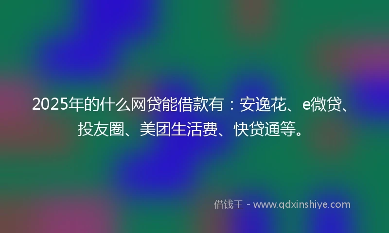 2025年的什么网贷能借款有：安逸花、e微贷、投友圈、美团生活费、快贷通等。
