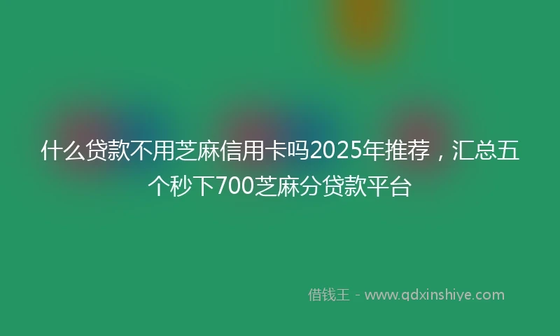 什么贷款不用芝麻信用卡吗2025年推荐，汇总五个秒下700芝麻分贷款平台