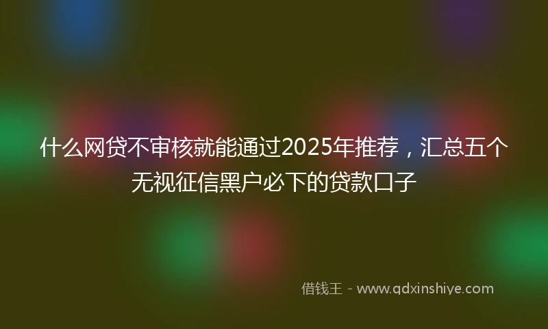 什么网贷不审核就能通过2025年推荐，汇总五个无视征信黑户必下的贷款口子