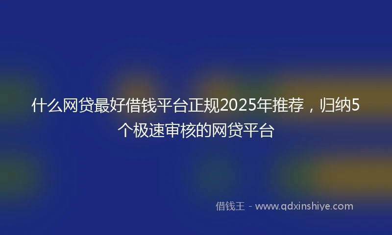 什么网贷最好借钱平台正规2025年推荐，归纳5个极速审核的网贷平台