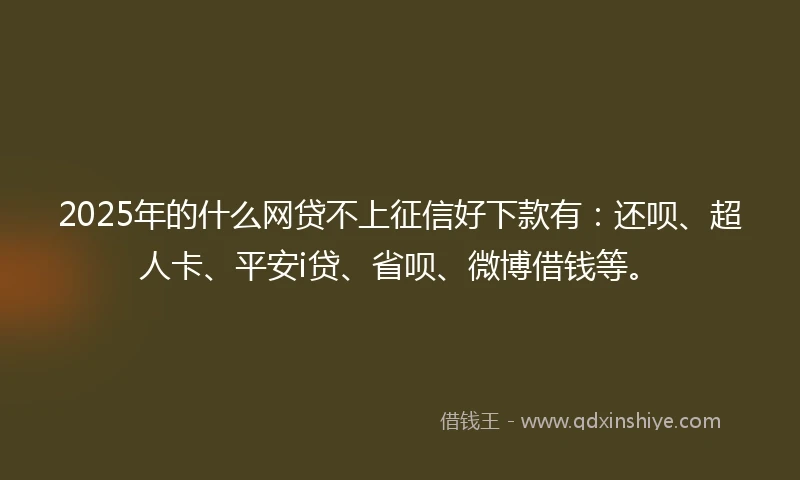 2025年的什么网贷不上征信好下款有：还呗、超人卡、平安i贷、省呗、微博借钱等。