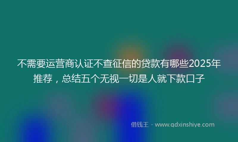 不需要运营商认证不查征信的贷款有哪些2025年推荐，总结五个无视一切是人就下款口子