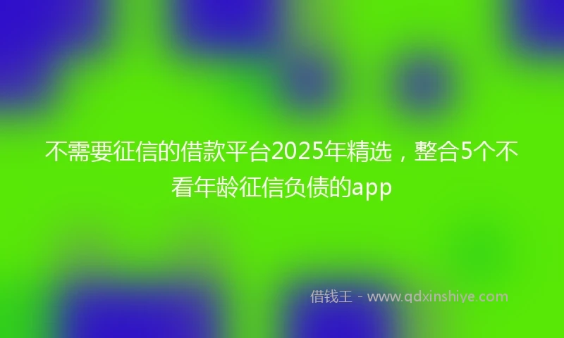 不需要征信的借款平台2025年精选，整合5个不看年龄征信负债的app