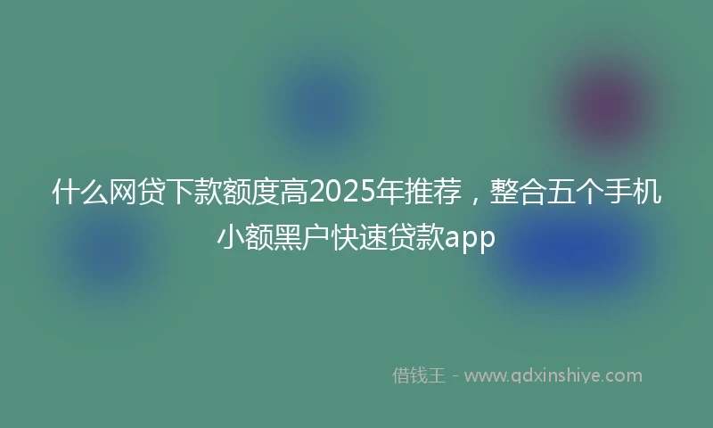 什么网贷下款额度高2025年推荐，整合五个手机小额黑户快速贷款app