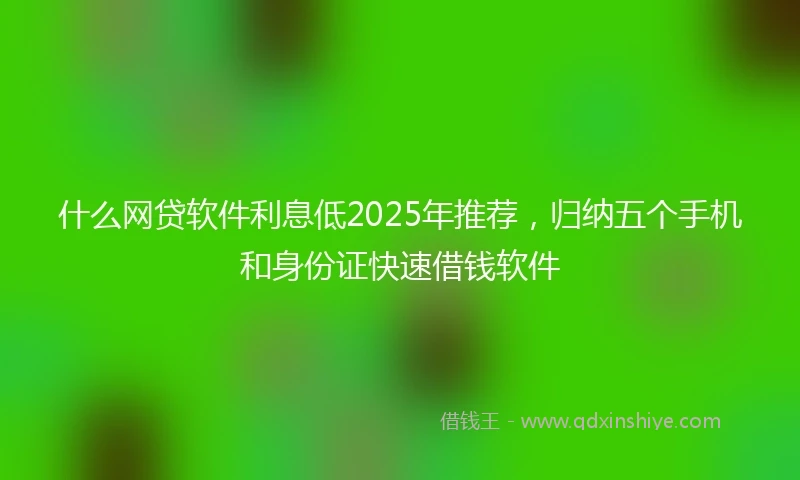 什么网贷软件利息低2025年推荐，归纳五个手机和身份证快速借钱软件