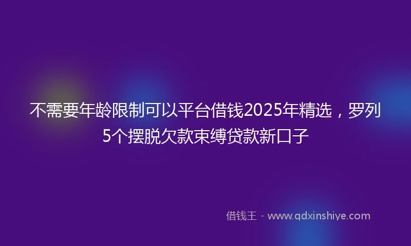 不需要年龄限制可以平台借钱2025年精选，罗列5个摆脱欠款束缚贷款新口子
