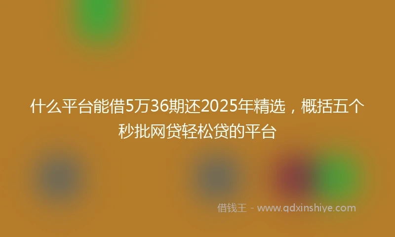 什么平台能借5万36期还2025年精选，概括五个秒批网贷轻松贷的平台
