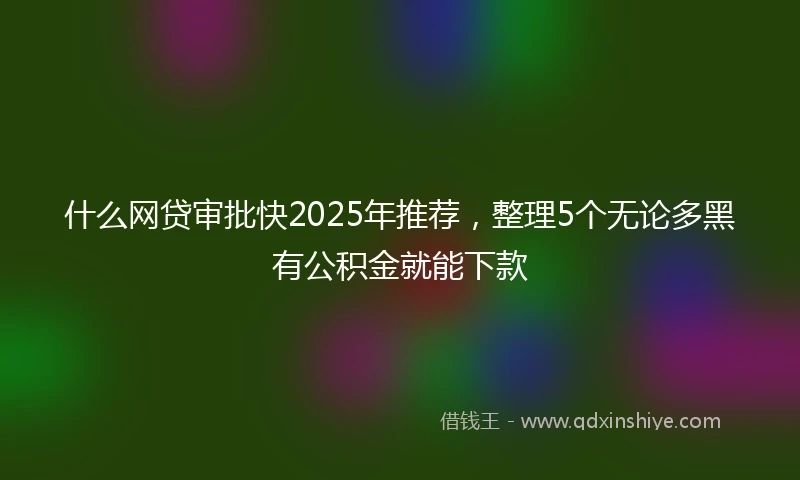 什么网贷审批快2025年推荐，整理5个无论多黑有公积金就能下款