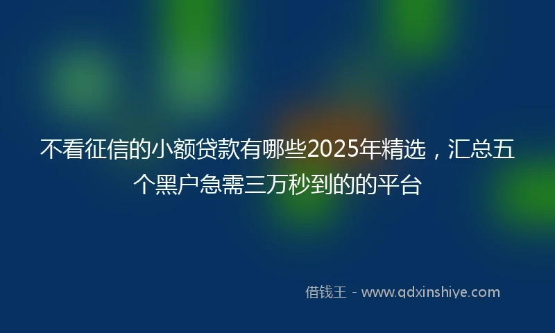 不看征信的小额贷款有哪些2025年精选，汇总五个黑户急需三万秒到的的平台