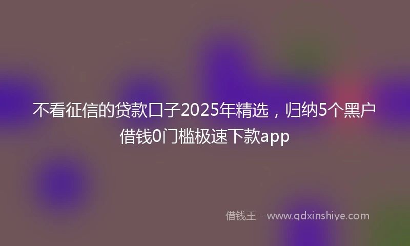 不看征信的贷款口子2025年精选，归纳5个黑户借钱0门槛极速下款app
