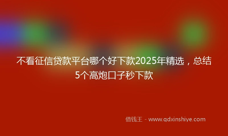 不看征信贷款平台哪个好下款2025年精选，总结5个高炮口子秒下款