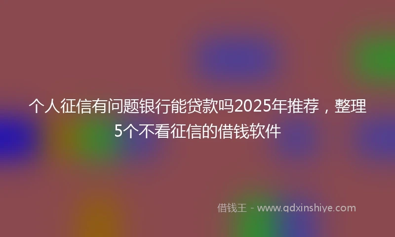 个人征信有问题银行能贷款吗2025年推荐，整理5个不看征信的借钱软件