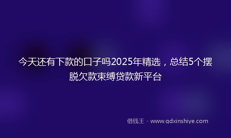 今天还有下款的口子吗2025年精选，总结5个摆脱欠款束缚贷款新平台