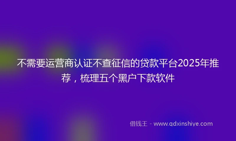 不需要运营商认证不查征信的贷款平台2025年推荐，梳理五个黑户下款软件