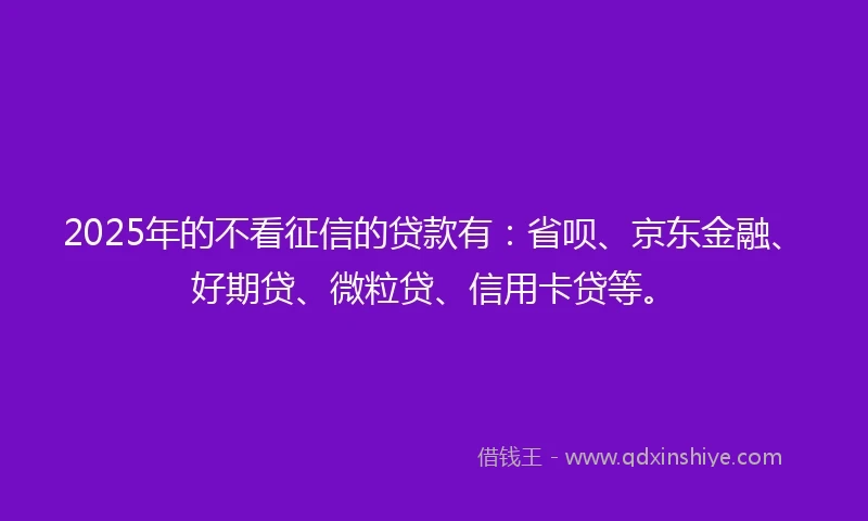 2025年的不看征信的贷款有：省呗、京东金融、好期贷、微粒贷、信用卡贷等。