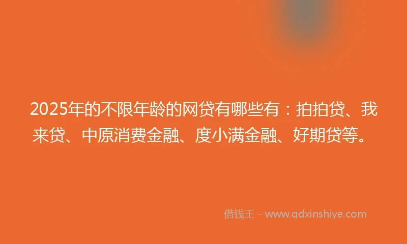 2025年的不限年龄的网贷有哪些有：拍拍贷、我来贷、中原消费金融、度小满金融、好期贷等。