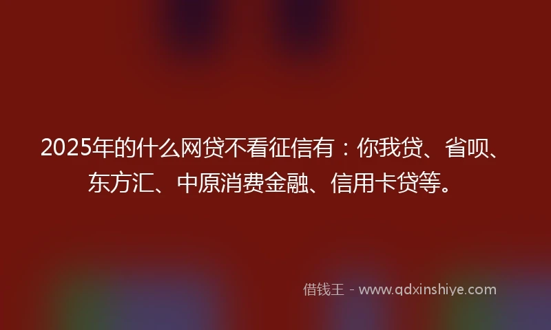2025年的什么网贷不看征信有：你我贷、省呗、东方汇、中原消费金融、信用卡贷等。