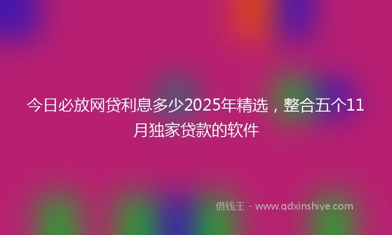 今日必放网贷利息多少2025年精选，整合五个11月独家贷款的软件