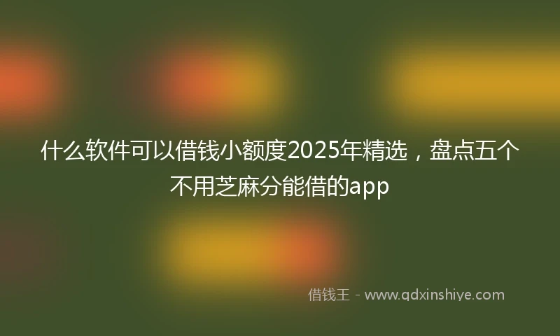 什么软件可以借钱小额度2025年精选，盘点五个不用芝麻分能借的app
