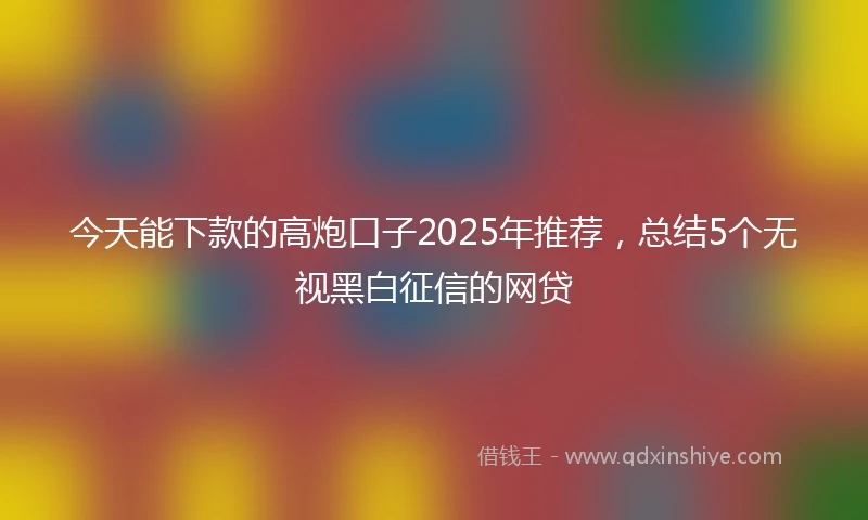 今天能下款的高炮口子2025年推荐，总结5个无视黑白征信的网贷