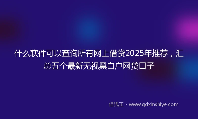 什么软件可以查询所有网上借贷2025年推荐，汇总五个最新无视黑白户网贷口子