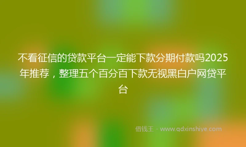不看征信的贷款平台一定能下款分期付款吗2025年推荐，整理五个百分百下款无视黑白户网贷平台