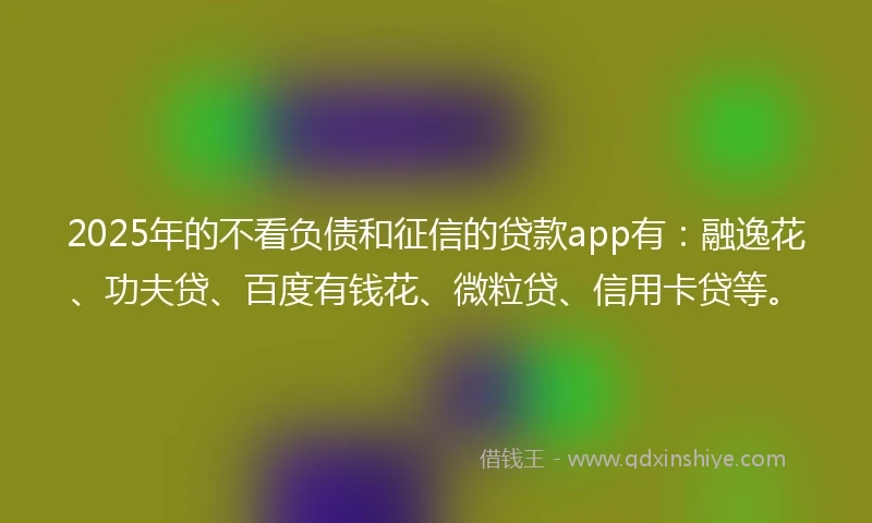 2025年的不看负债和征信的贷款app有：融逸花、功夫贷、百度有钱花、微粒贷、信用卡贷等。