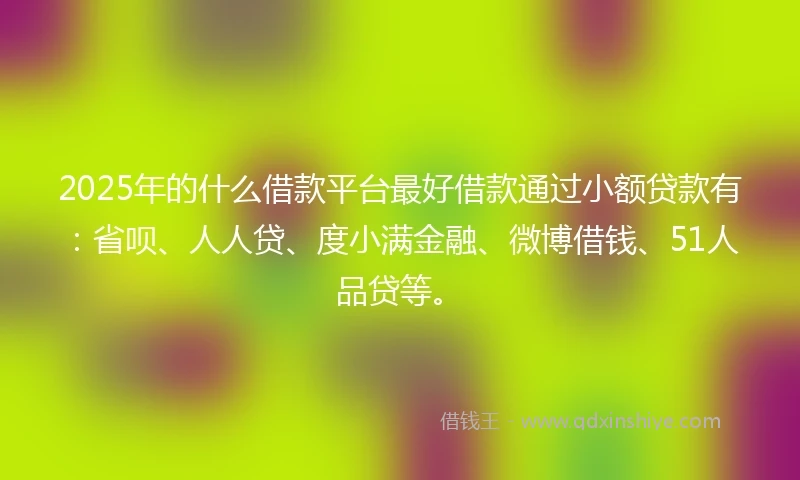 2025年的什么借款平台最好借款通过小额贷款有：省呗、人人贷、度小满金融、微博借钱、51人品贷等。